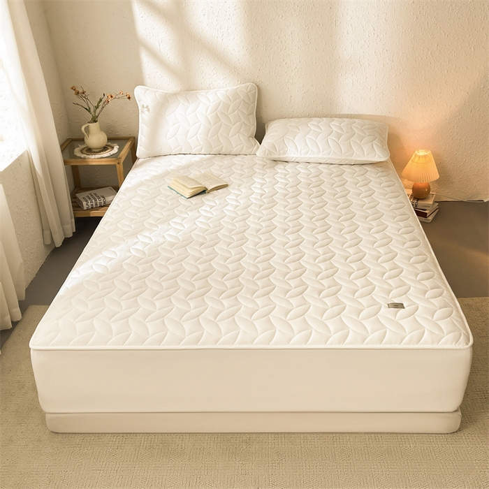 91家纺网 家纺一手货源 找家纺 （总）3C 2025新款全棉水洗棉夹棉床笠-叶弦