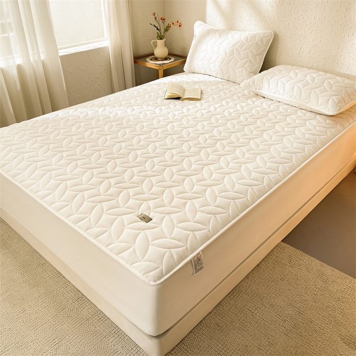 91家纺网 家纺一手货源 找家纺 （总）3C 2025新款全棉水洗棉夹棉床笠-叶弦