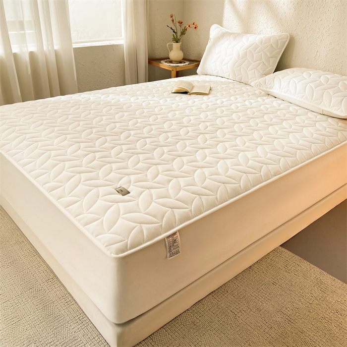 91家纺网 家纺一手货源 找家纺 （总）3C 2025新款全棉水洗棉夹棉床笠-叶弦