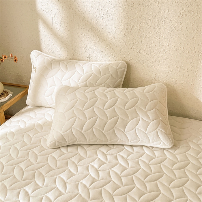 91家纺网 家纺一手货源 找家纺 （总）3C 2025新款全棉水洗棉夹棉床笠-叶弦