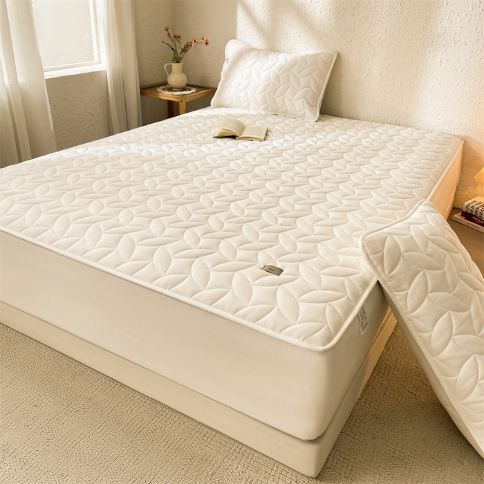 91家纺网 家纺一手货源 找家纺 （总）3C 2025新款全棉水洗棉夹棉床笠-叶弦