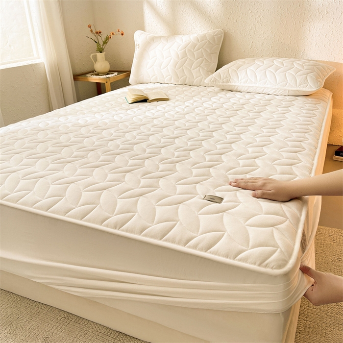 3C 2025新款全棉水洗棉夹棉床笠-叶弦 叶弦-奶白