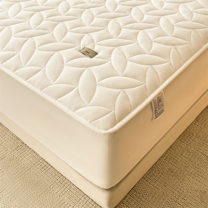 91家纺网 家纺一手货源 找家纺 3C 2025新款全棉水洗棉夹棉床笠-叶弦 叶弦-奶白