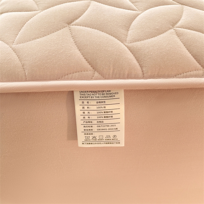 91家纺网 家纺一手货源 找家纺 3C 2025新款全棉水洗棉夹棉床笠-叶弦 叶弦-浅粉