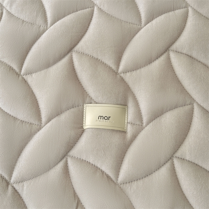 91家纺网 家纺一手货源 找家纺 3C 2025新款全棉水洗棉夹棉床笠-叶弦 叶弦-浅灰