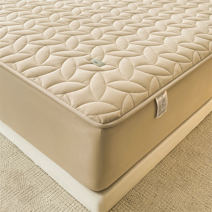 91家纺网 家纺一手货源 找家纺 3C 2025新款全棉水洗棉夹棉床笠-叶弦 叶弦-浅咖