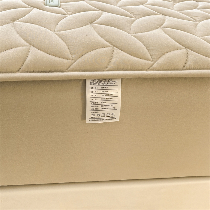 91家纺网 家纺一手货源 找家纺 3C 2025新款全棉水洗棉夹棉床笠-叶弦 叶弦-浅咖