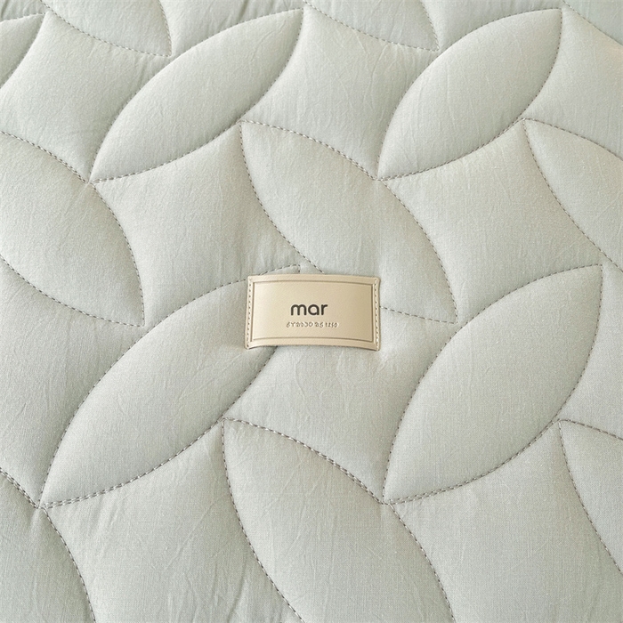 91家纺网 家纺一手货源 找家纺 3C 2025新款全棉水洗棉夹棉床笠-叶弦 叶弦-浅兰