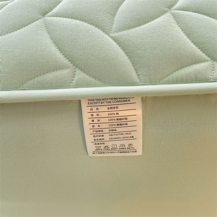 91家纺网 家纺一手货源 找家纺 3C 2025新款全棉水洗棉夹棉床笠-叶弦 叶弦-浅绿