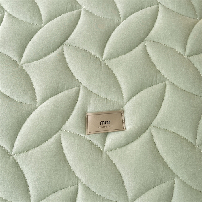 91家纺网 家纺一手货源 找家纺 3C 2025新款全棉水洗棉夹棉床笠-叶弦 叶弦-浅绿