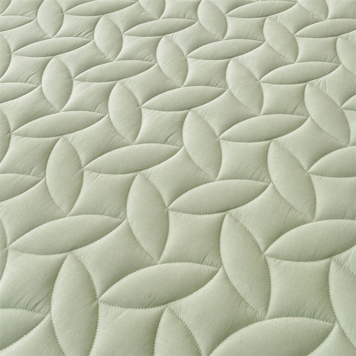 91家纺网 家纺一手货源 找家纺 3C 2025新款全棉水洗棉夹棉床笠-叶弦 叶弦-浅绿