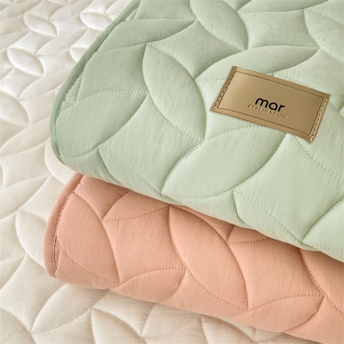 91家纺网 家纺一手货源 找家纺 3C 2025新款全棉水洗棉夹棉床笠-叶弦 组合图