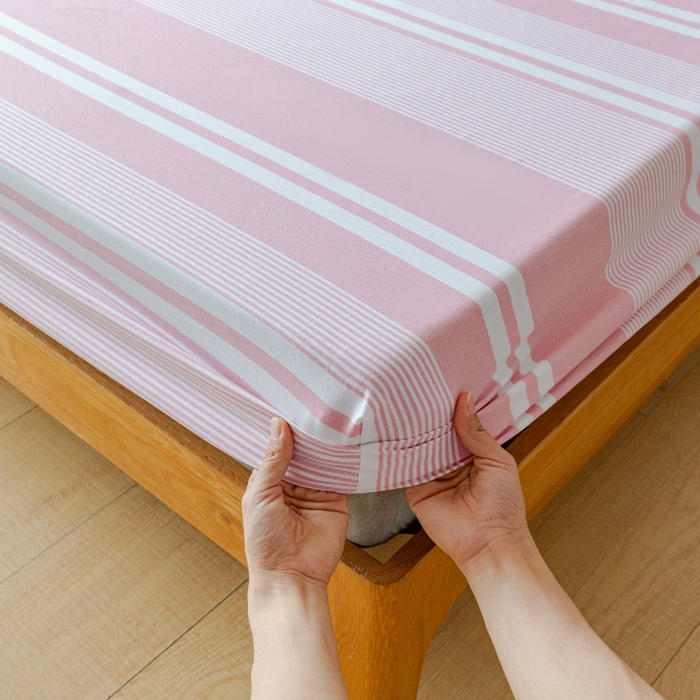 91家纺网 家纺一手货源 找家纺 居美良品 2025新款100%全棉纯棉色织老粗布凉席席子床笠单件单床笠 云锦-浅粉