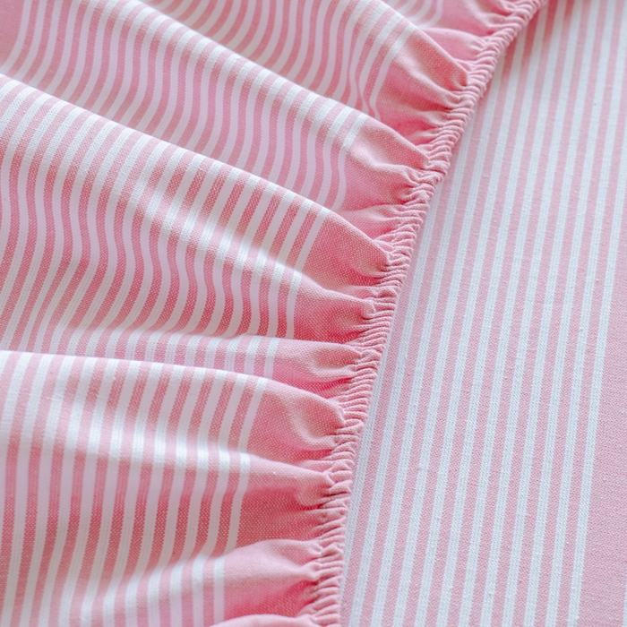 91家纺网 家纺一手货源 找家纺 居美良品 2025新款100%全棉纯棉色织老粗布凉席席子床笠单件单床笠 云锦-浅粉