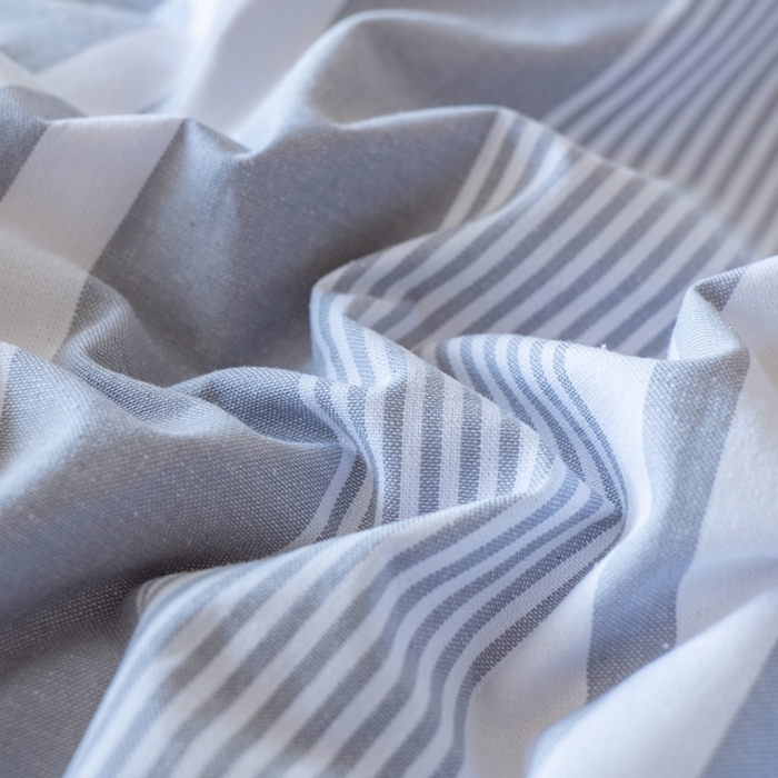 91家纺网 家纺一手货源 找家纺 居美良品 2025新款100%全棉纯棉色织老粗布凉席席子床笠单件单床笠 云锦-浅灰