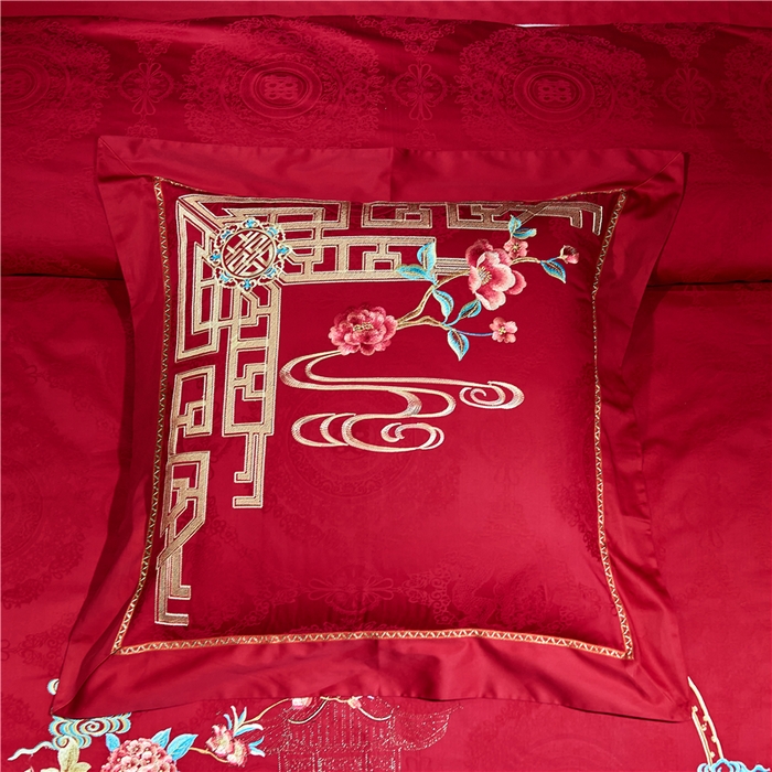 91家纺网 家纺一手货源 找家纺 （总）洽想家 2025新款120支双面新疆长绒棉刺绣工艺款婚庆四件套多件套