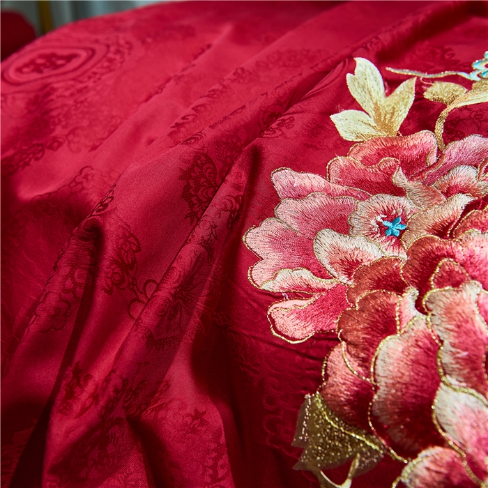 91家纺网 家纺一手货源 找家纺 （总）洽想家 2025新款120支双面新疆长绒棉刺绣工艺款婚庆四件套多件套