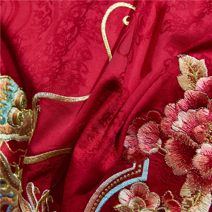 91家纺网 家纺一手货源 找家纺 洽想家 2025新款120支双面新疆长绒棉刺绣工艺款婚庆四件套多件套 龙凤美满