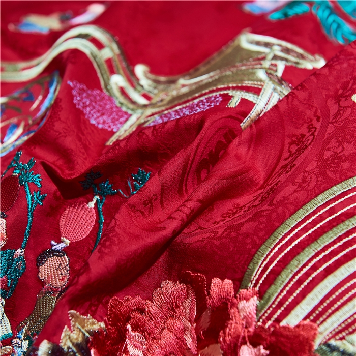 91家纺网 家纺一手货源 找家纺 洽想家 2025新款120支双面新疆长绒棉刺绣工艺款婚庆四件套多件套 喜迎百子