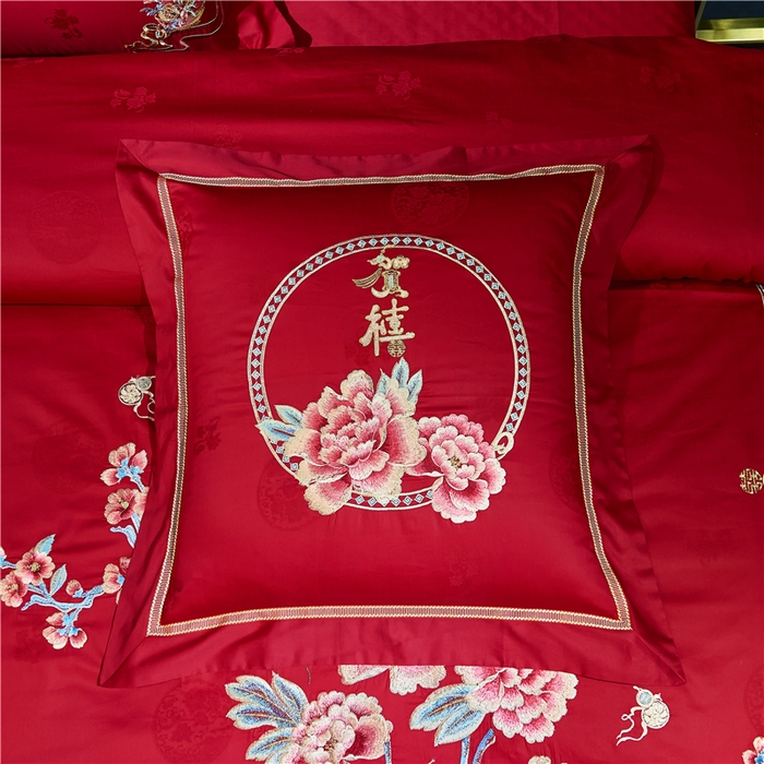 91家纺网 家纺一手货源 找家纺 洽想家 2025新款120支双面新疆长绒棉刺绣工艺款婚庆四件套多件套 新婚贺喜