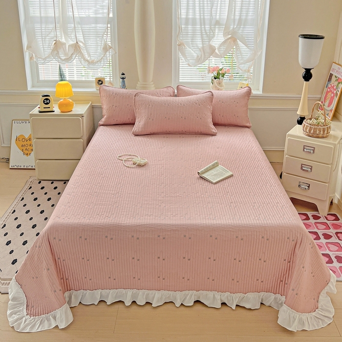 91家纺网 家纺一手货源 找家纺 （总）恒尚居2025花边床盖莫代尔夏季夹棉床单星星刺绣绗缝三件套