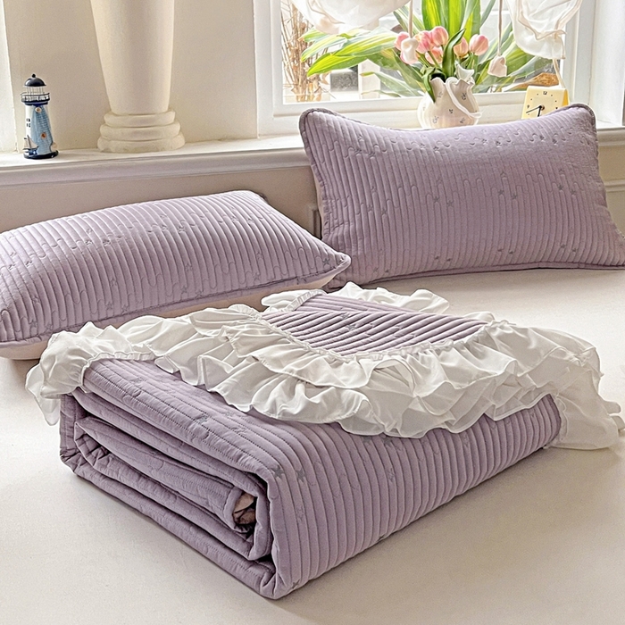 91家纺网 家纺一手货源 找家纺 （总）恒尚居2025花边床盖莫代尔夏季夹棉床单星星刺绣绗缝三件套