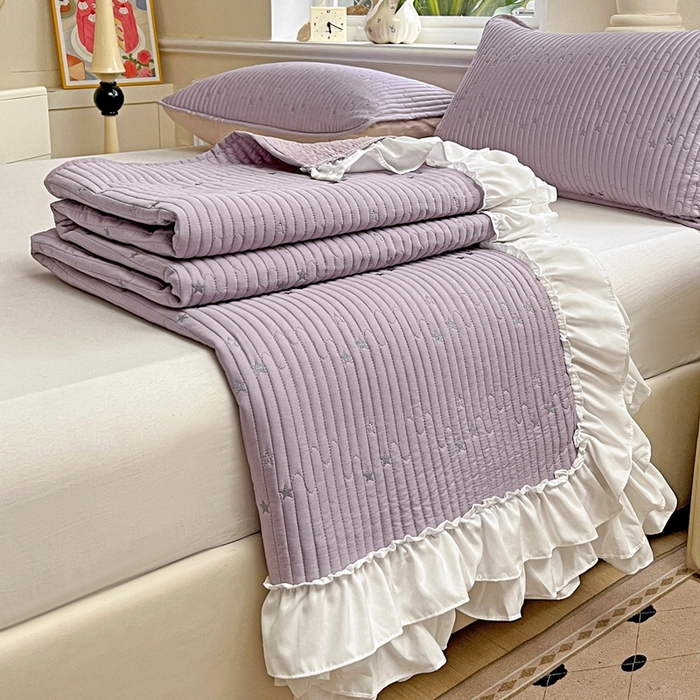 91家纺网 家纺一手货源 找家纺 （总）恒尚居2025花边床盖莫代尔夏季夹棉床单星星刺绣绗缝三件套