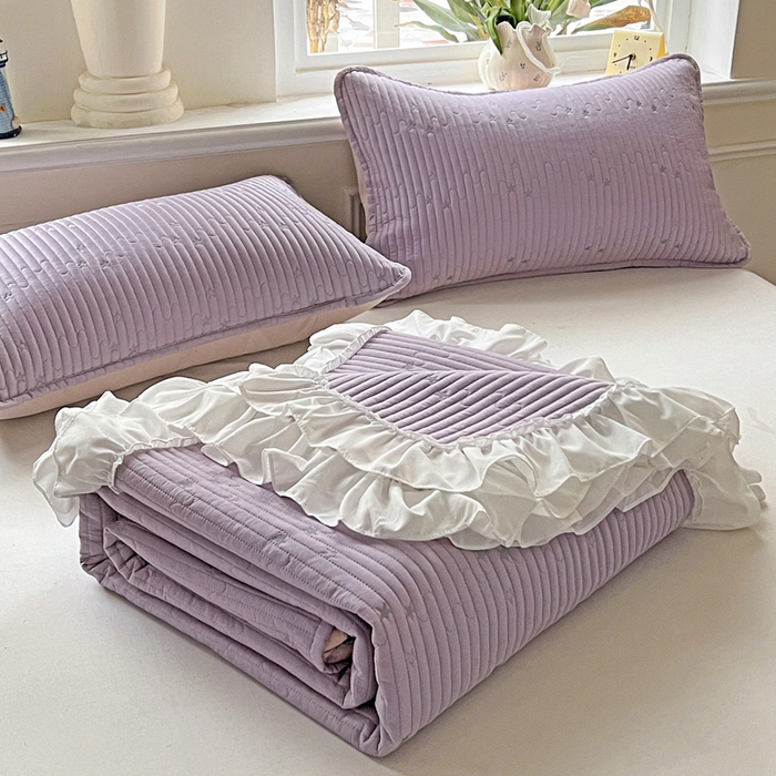 91家纺网 家纺一手货源 找家纺 （总）恒尚居2025花边床盖莫代尔夏季夹棉床单星星刺绣绗缝三件套