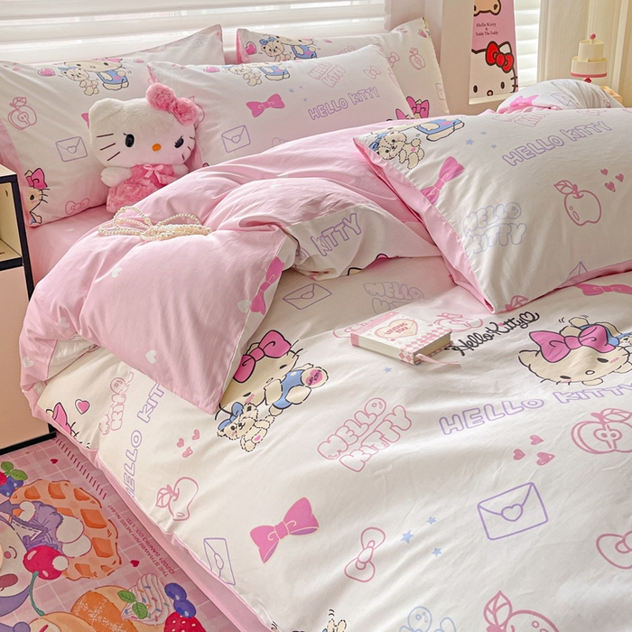 91家纺网 家纺一手货源 找家纺 朵希曼 2025新款全棉三丽鸥卡通印花系列四件套