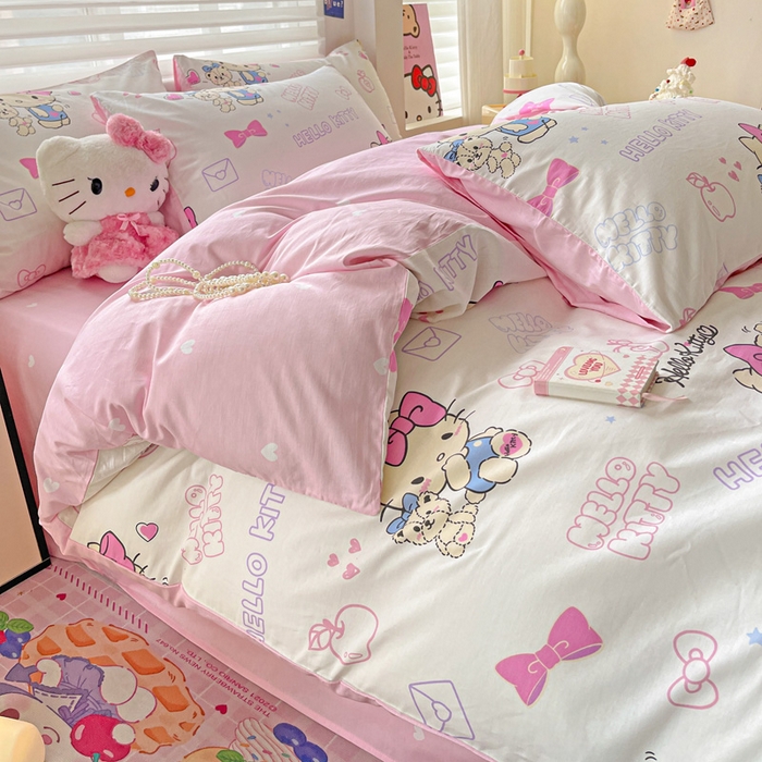 91家纺网 家纺一手货源 找家纺 朵希曼 2025新款全棉三丽鸥卡通印花系列四件套