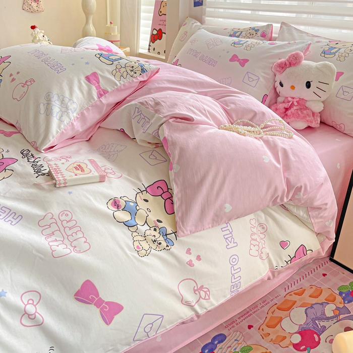 91家纺网 家纺一手货源 找家纺 朵希曼 2025新款全棉三丽鸥卡通印花系列四件套