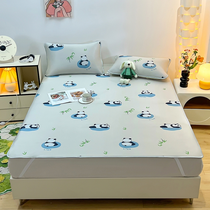 91家纺网 家纺一手货源 找家纺 （总）柏薇 2025新款凉感丝中分子印花复合三明治凉席套件