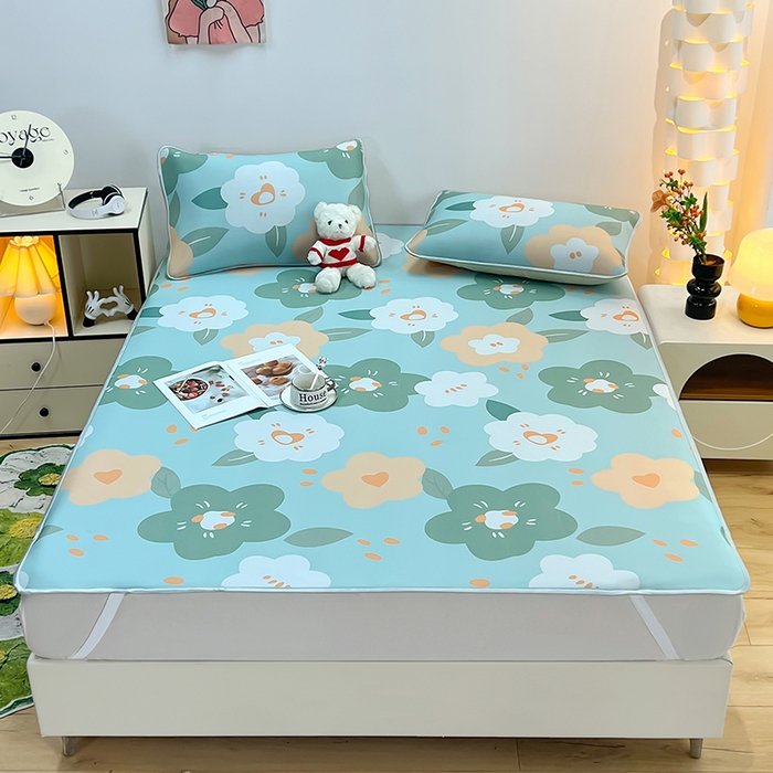 91家纺网 家纺一手货源 找家纺 （总）柏薇 2025新款凉感丝中分子印花复合三明治凉席套件