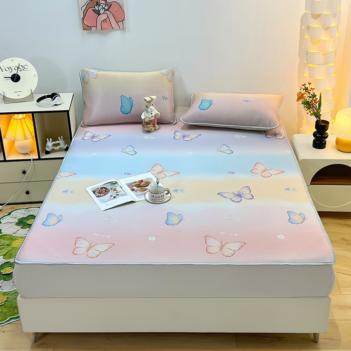 （总）柏薇 2025新款凉感丝中分子印花复合三明治凉席套件