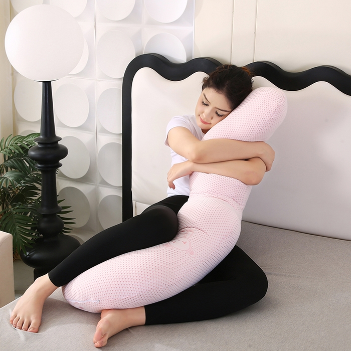 91家纺网 家纺一手货源 找家纺 永光家居 2025新款孕妇枕L型  男朋友枕头 凉感粉色靠垫抱枕靠枕