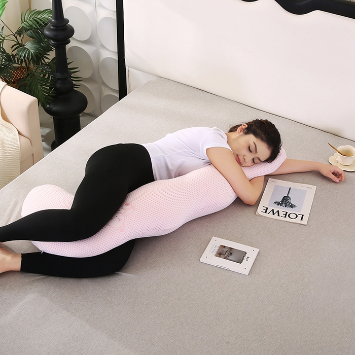 91家纺网 家纺一手货源 找家纺 永光家居 2025新款孕妇枕L型  男朋友枕头 凉感粉色靠垫抱枕靠枕