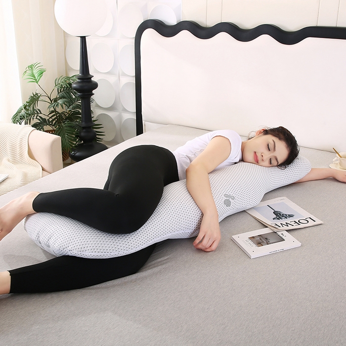 91家纺网 家纺一手货源 找家纺 永光家居 2025新款孕妇枕L型  男朋友枕 凉感灰色靠枕抱枕靠枕跨境