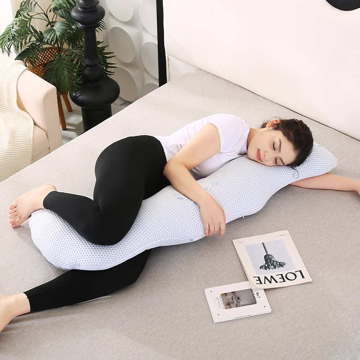 91家纺网 家纺一手货源 找家纺 永光家居 2025新款孕妇枕L型  男朋友枕头 凉感蓝色 靠枕抱枕靠枕