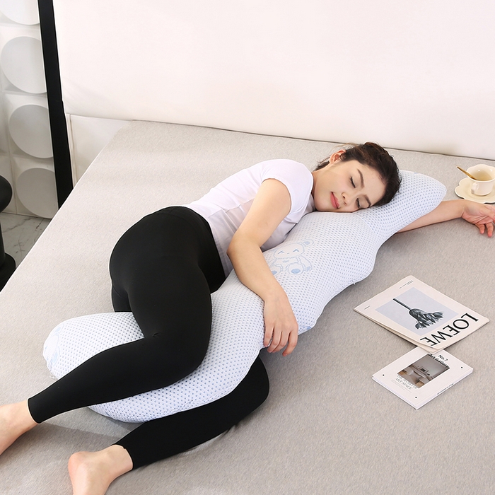 91家纺网 家纺一手货源 找家纺 永光家居 2025新款孕妇枕L型  男朋友枕头 凉感蓝色 靠枕抱枕靠枕