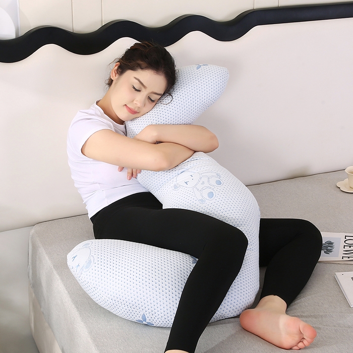 91家纺网 家纺一手货源 找家纺 永光家居 2025新款孕妇枕L型  男朋友枕头 凉感蓝色 靠枕抱枕靠枕