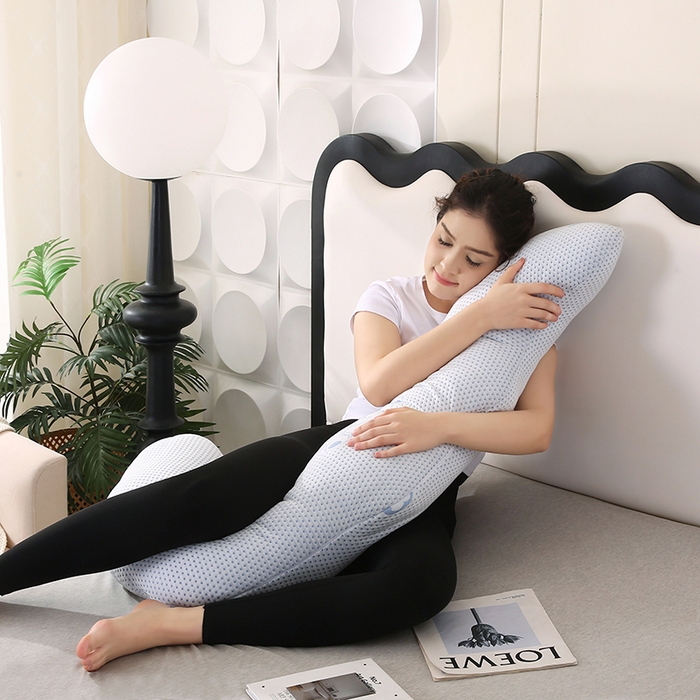 91家纺网 家纺一手货源 找家纺 永光家居 2025新款孕妇枕L型  男朋友枕头 凉感蓝色 靠枕抱枕靠枕