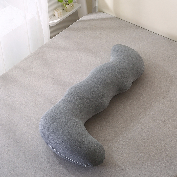 91家纺网 家纺一手货源 找家纺 永光家居 2025新款孕妇枕L型  男朋友枕头 针织布灰色靠垫抱枕靠枕