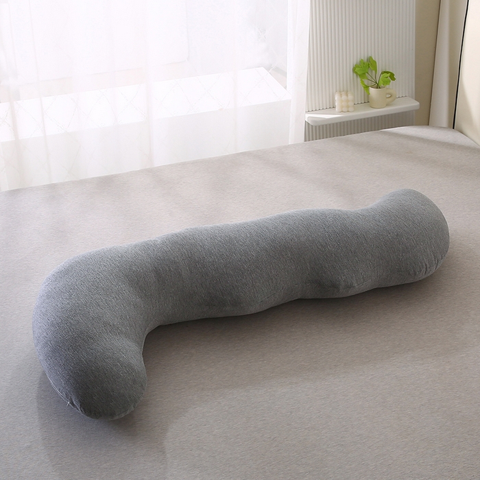 91家纺网 家纺一手货源 找家纺 永光家居 2025新款孕妇枕L型  男朋友枕头 针织布灰色靠垫抱枕靠枕