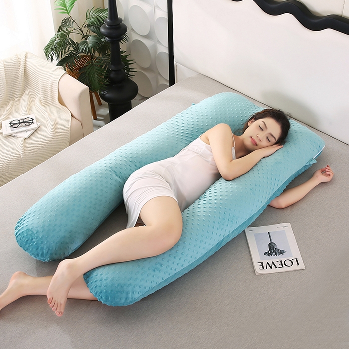 91家纺网 家纺一手货源 找家纺 永光家居 2025新款孕妇枕U型 绒豆豆绿靠垫抱枕床头靠枕跨境