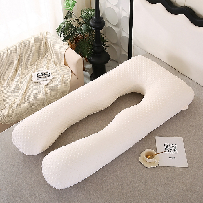 91家纺网 家纺一手货源 找家纺 永光家居 2025新款孕妇枕U型 绒豆豆白 靠枕抱枕床上靠枕跨境外贸包装