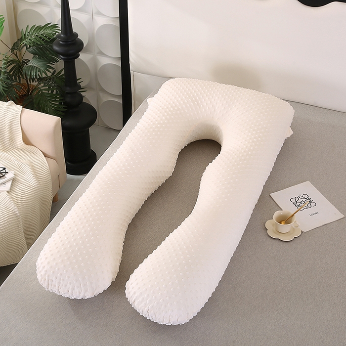 91家纺网 家纺一手货源 找家纺 永光家居 2025新款孕妇枕U型 绒豆豆白 靠枕抱枕床上靠枕跨境外贸包装