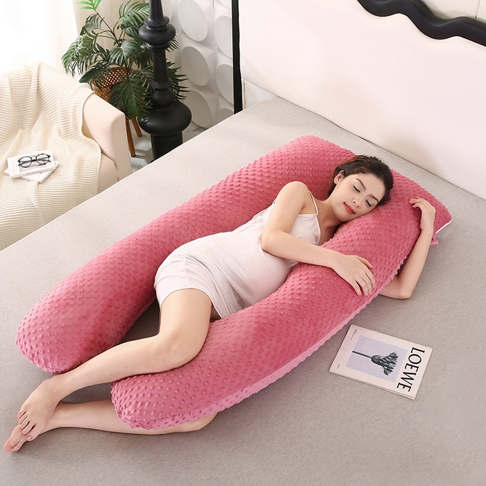 永光家居 2025新款孕妇枕U型 绒豆豆红靠枕抱枕床头靠枕