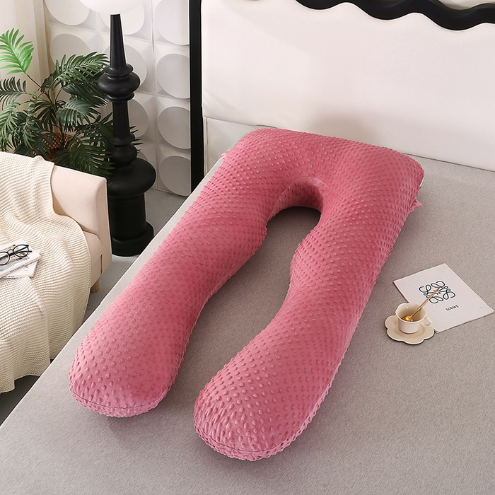 91家纺网 家纺一手货源 找家纺 永光家居 2025新款孕妇枕U型 绒豆豆红靠枕抱枕床头靠枕