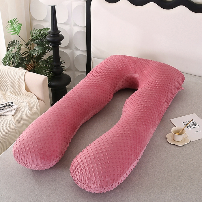 91家纺网 家纺一手货源 找家纺 永光家居 2025新款孕妇枕U型 绒豆豆红靠枕抱枕床头靠枕