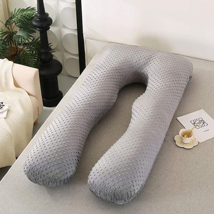 91家纺网 家纺一手货源 找家纺 永光家居 2025新款YG2580孕妇枕头U型 绒豆豆灰靠垫抱枕床头靠枕